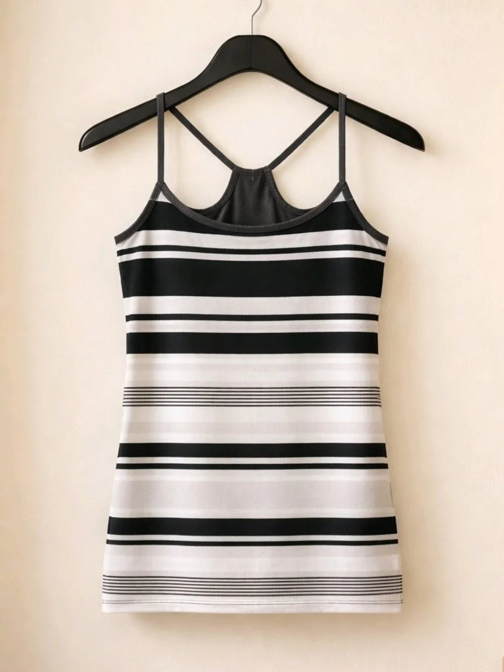 Lululemon Power Y Tank Racerback Luon Lycra Shelf Bra Spaghetti Straps Striped